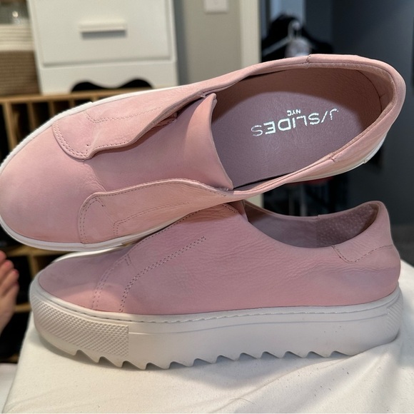 Like new J Slides NYC leather slip on platform sneaker shoes 6.5 pink white NWT - Picture 16 of 16